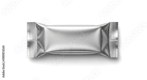 A single foil packet resting on a plain white background