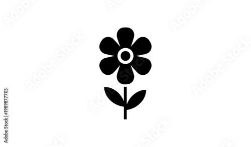 Simple flower icon flat vector illustration with minimal petal design isolated on white background for web