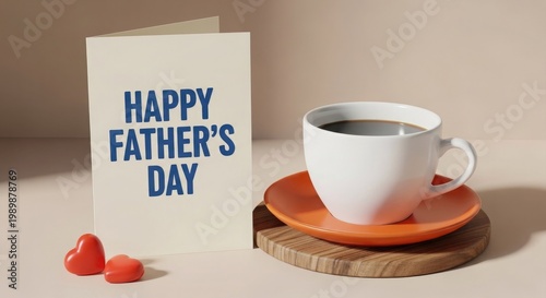 Happy father's day card with coffee celebrating dad's special day