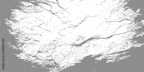 Vector illustration of a white abstract background with gray cracks and fissures on a solid gray background for design and decoration