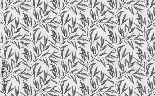 seamless pattern with leaves, light grey