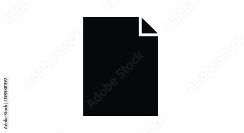 Simple black document icon on a white background representing data or files