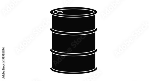 Black silhouette of three stacked metal drums or barrels