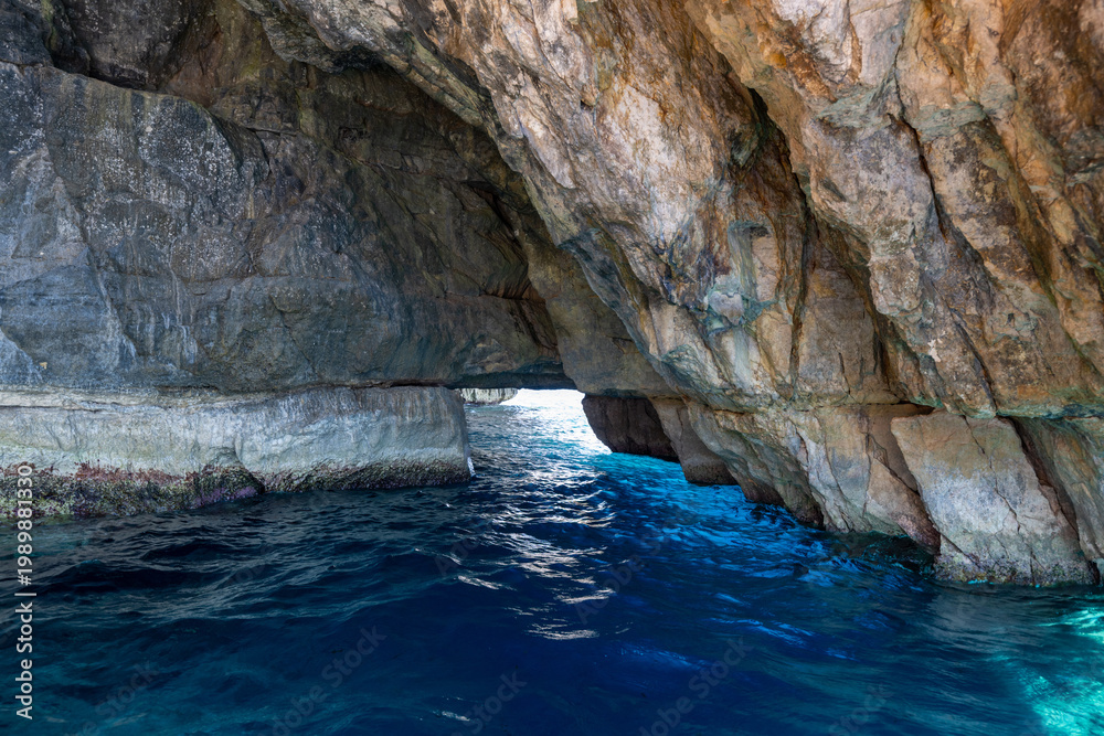 Naklejka premium Blue Grotto sea cave interior - Qrendi, Malta