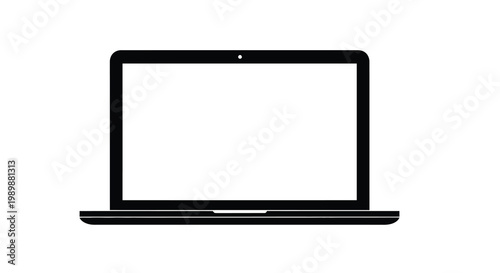 Simple illustration of a black laptop with a blank white screen