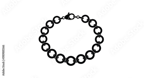 A black and white illustration of a simple circular link bracelet