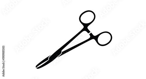Black silhouette of surgical forceps on a plain white background