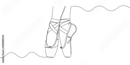 Minimal line drawing of ballet dancer on pointe.