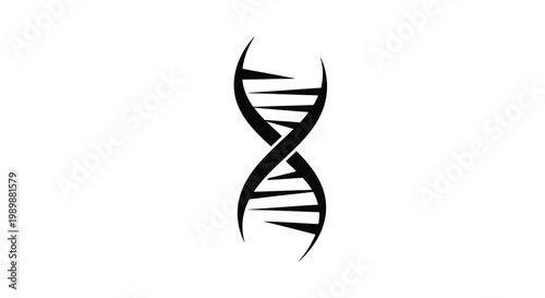 A black and white illustration of a double helix dna structure