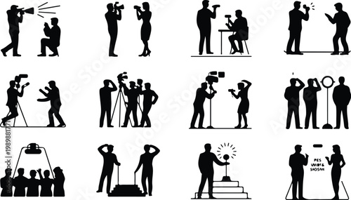 Red Carpet Silhouette Icon Collection Set