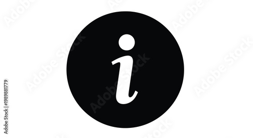 Simple black circle containing a white information symbol