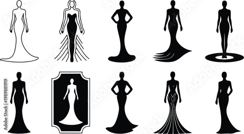 Red Carpet Silhouette Icon Collection Set
