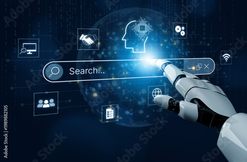 Fotografía Artificial intelligence AI search concept enabling smarter discovery, recommendations to digital services and knowledge