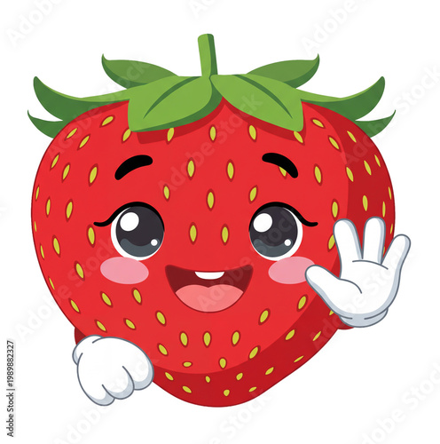 Cute and clumsy strawberry cartoon. Transparent background