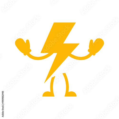 Cartoon lightning bolt character with arms and legs.