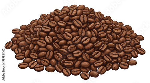 Dense Pile of Roasted Coffee Beans Close Up Texture Background