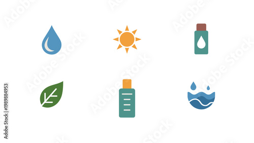 Cosmetic Product Icons with Usage Instructions and Text Labels Vector