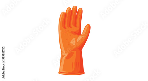 An orange industrial glove displayed at a slight angle showing the back of the hand and wrist cuff details against a clean and minimalist white background.