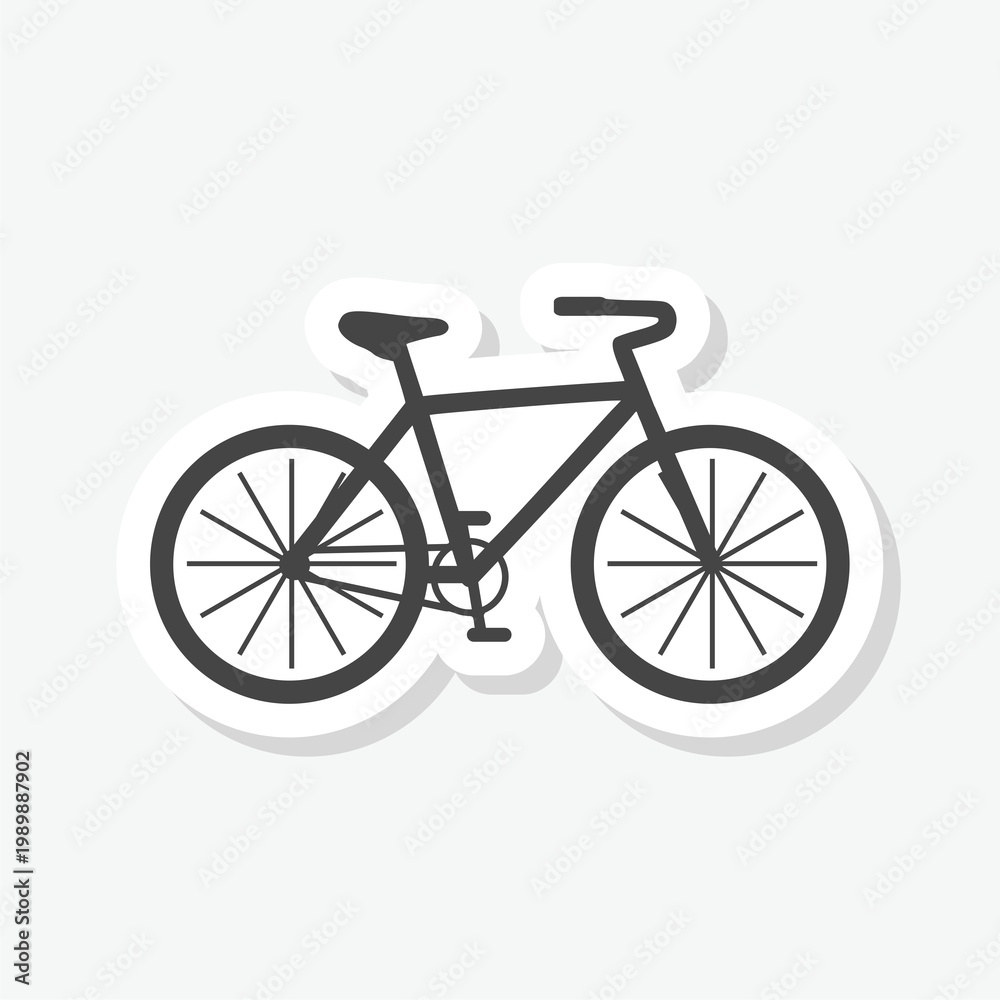 Fototapeta premium Bicycle icon sticker isolated on gray background