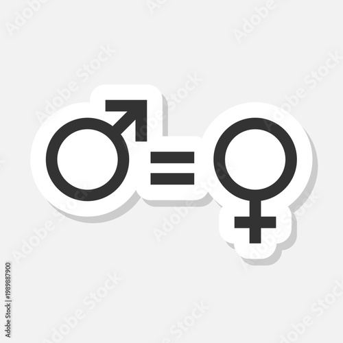 Gender equity icon sticker isolated on gray background