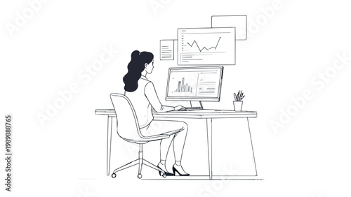 Businesswoman working online managing finances and data