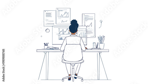 Businesswoman analyzing data working on financial reports