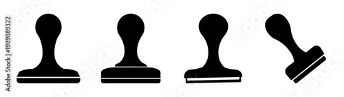four wooden gavel icons with sound block flat design vector illustration