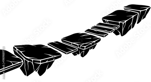 Black-and-white vector illustration of a stone bridge with a distinct arched design, isolated on white.