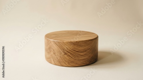 Wooden Cylinder: A beautifully crafted wooden cylinder, showcasing natural wood grain, stands as a minimalist design element, perfect for showcasing objects.