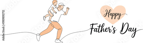 Father and Daughter Piggyback Ride Happy Father's Day Banner