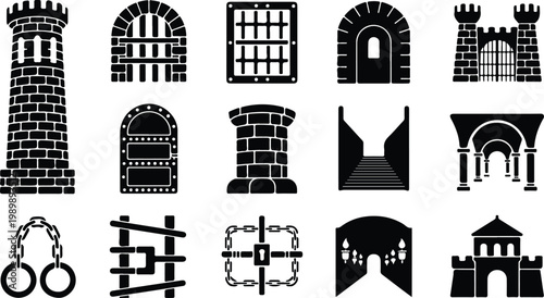 Gallows Silhouette Icon Collection Set