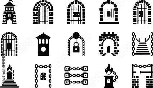 Gallows Silhouette Icon Collection Set