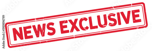Red news exclusive stamp on white background for journalism and media use