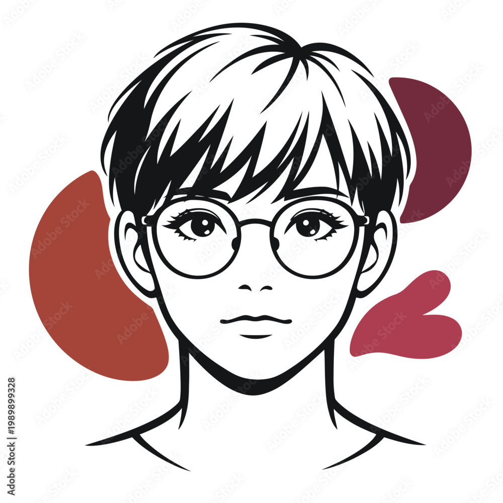 Obraz premium Minimalist Vector Portrait with Abstract Color Accents
