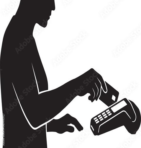Customer Using Credit Card Payment Silhouettes