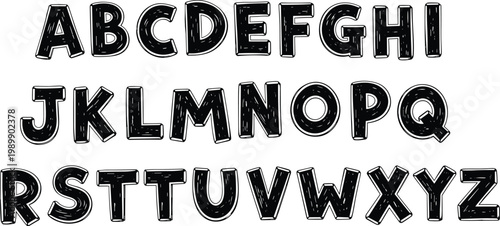 Rough textured alphabet a bold and artistic font display