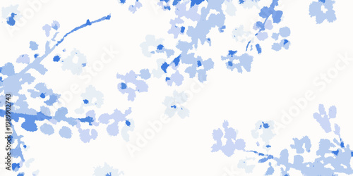 Delicate blue floral branches against a soft neutral background