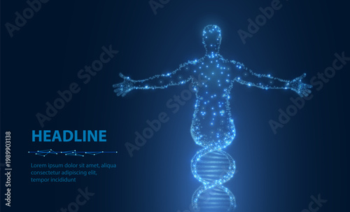Human DNA. Medical technology, gene evolution, cellular health, nervous system, DNA research, molecular biotechnology, genetic research, biological cloning, scientific biochemistry concept