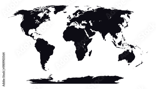 Gray blank vector map of the world isolated on white background. Flat Earth, Globe worldmap icon