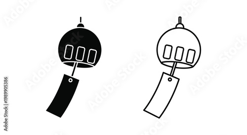 Two japanese temple bells one filled and one outlined in a striking silhouette