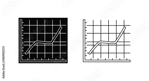 Two line graphs depicting growth and decline contrasting styles silhouette