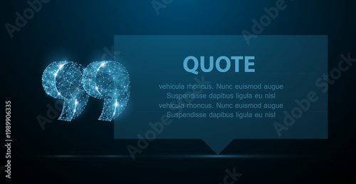 Quote. Abstract modern blank speech bubble with quote marks on dark blue background. For message, note, info, citation, remark or other