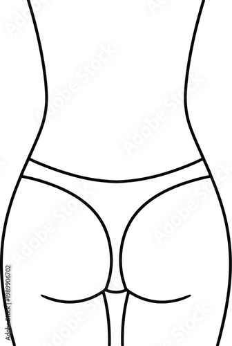 Woman's lower back and buttocks with pink underwear and dotted lines indicating areas for cosmetic surgery