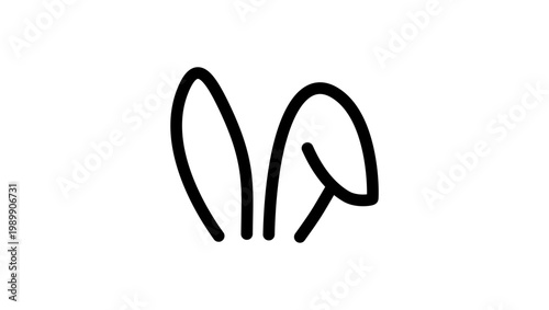 bunny ears,  black isolated silhouette