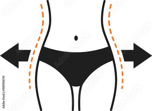 Vector illustration of a thong being stretched to fit a woman's body