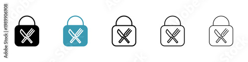 Food security lock vector icon logo or illustration