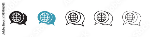 Global dialog vector icon logo or illustration