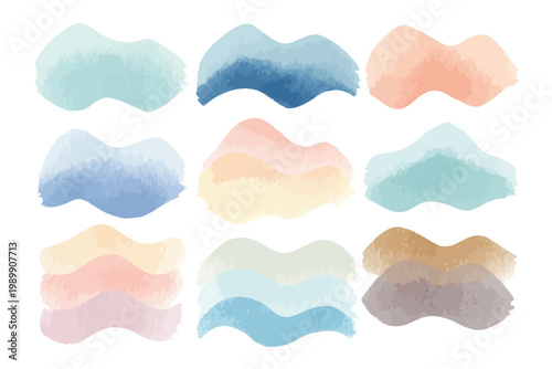 Abstract watercolor wave patterns in soft pastel shades