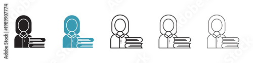 Librarian vector icon logo or illustration
