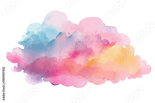 Colorful watercolor cloud with soft pastel gradients and blended hues